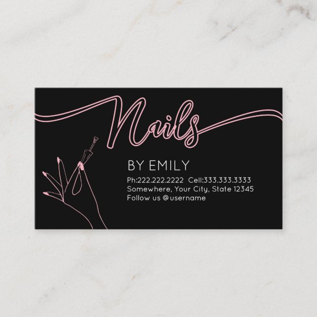 Tarjeta De Citas Chic nail salon Manicurist Blush Pink (Anverso)