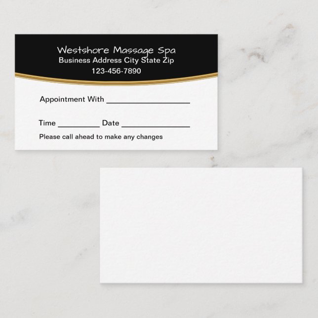 Tarjeta De Citas Classy Massage Therapist Spa Appointment Cards (Anverso / Reverso)