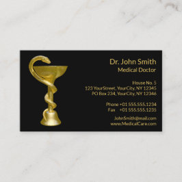 Tarjeta De Citas Classy Medical Bowel Snake Hygieia Gold Caduceus