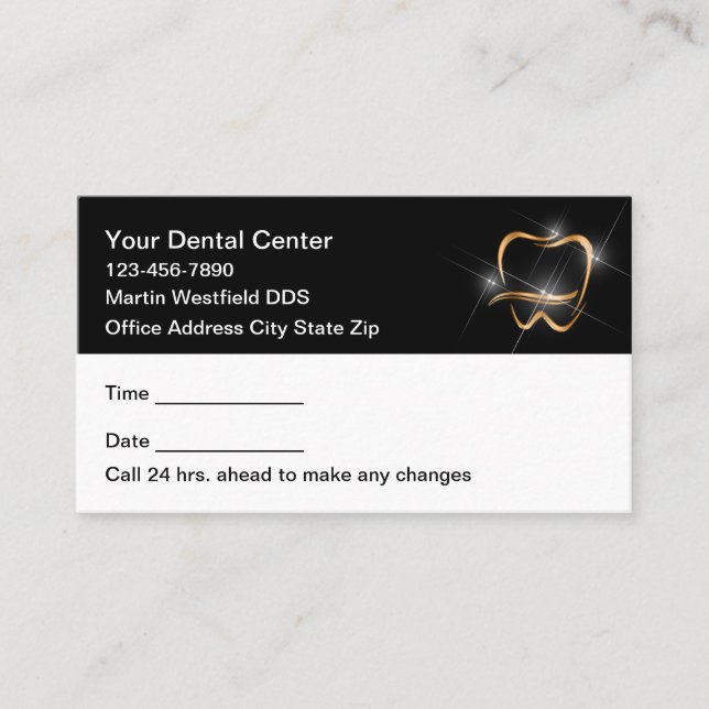 Tarjeta De Citas Classy Modern Dentist Office Appointment Cards  (Anverso)
