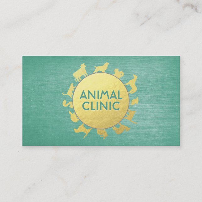 Tarjeta De Citas Clínica animal Hospital Pet Care Sitter Gold Anima (Anverso)