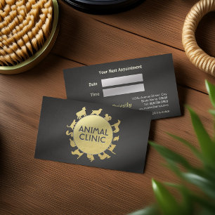 Tarjeta De Citas Clínica animal Hospital Pet Care Sitter Gold Anima