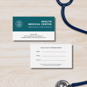 Tarjeta De Citas Clínica de atención médica médico verde teal