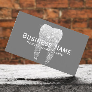 Tarjeta De Citas Clínica de cuidado dental elegante con dientes pla