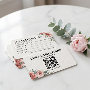 Tarjeta De Citas Código QR del estudio de pestañas botánicas floral