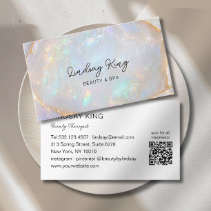 Tarjeta De Citas Código QR del Salón de Mármol Holográfico de Ópalo