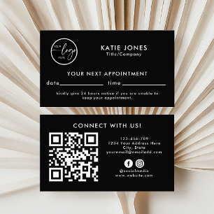 Tarjeta De Citas Código QR Negro Personalizado Logo Profesional Emp