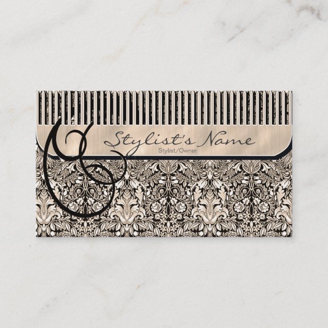 Tarjeta De Citas Comb y Curls Damask ID319 (Anverso)
