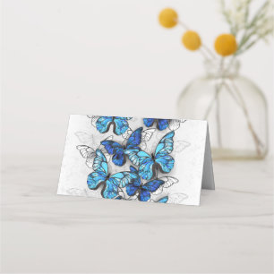 Tarjeta De Citas Composición de las mariposas blancas y azules
