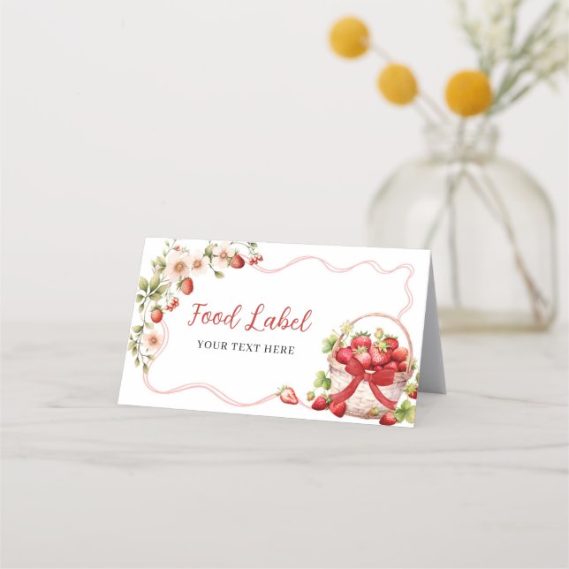 Tarjeta De Citas Coquette Berry In Love Bridal Shower Food Label (Anverso)