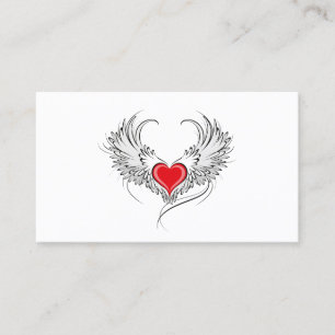 Tarjeta De Citas Corazón de Ángel Rojo con alas