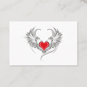 Tarjeta De Citas Corazón de Ángel Rojo con alas