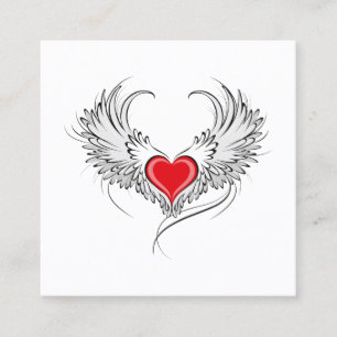 Tarjeta De Citas Corazón de Ángel Rojo con alas