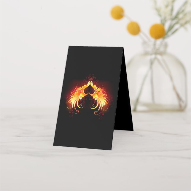 Tarjeta De Citas Corazón de Fuego Ángel con Alas (Reverso)