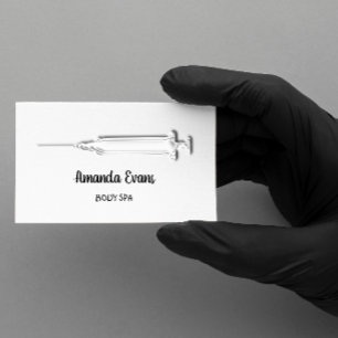 Tarjeta De Citas Cosmetologist Syringe Botox Injection Silver Gray