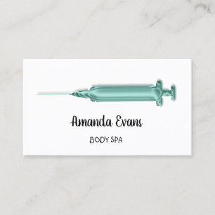 Tarjeta De Citas Cosmetólogo Jeringa Botox Inyección Aqua Verde azu