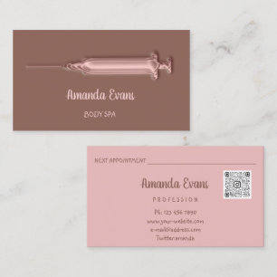 Tarjeta De Citas Cosmetólogo Jeringa Botox Inyecciones Rosa Brown
