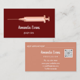 Tarjeta De Citas Cosmetólogo Jeringa Botox Rosa de inyección Borg