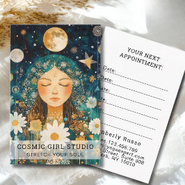 Tarjeta De Citas Cosmic Girl Boho Moon Salon Appointment Card