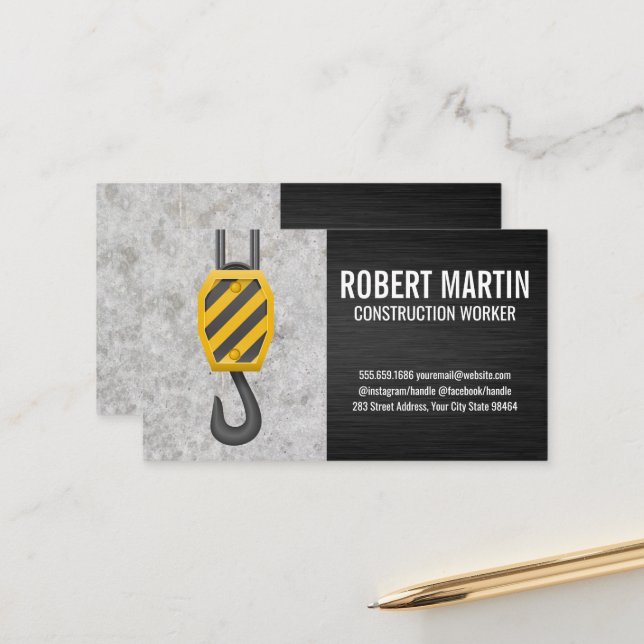 Tarjeta De Citas Crane Hook | Construcción de vientos de polea (Anverso/Reverso In Situ)