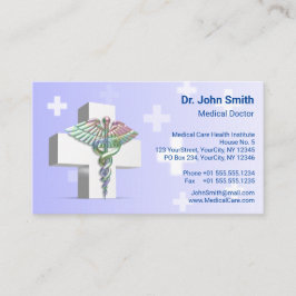 Tarjeta De Citas Cruz Blanca Holográfica Médica 3D Caduceus