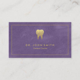 Tarjeta De Citas Cuadros morados marco dorado y diente - Dentista