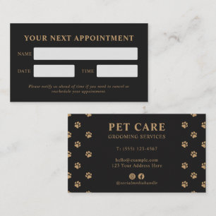 Tarjeta De Citas Cuidado moderno de lujo para mascotas con patas do