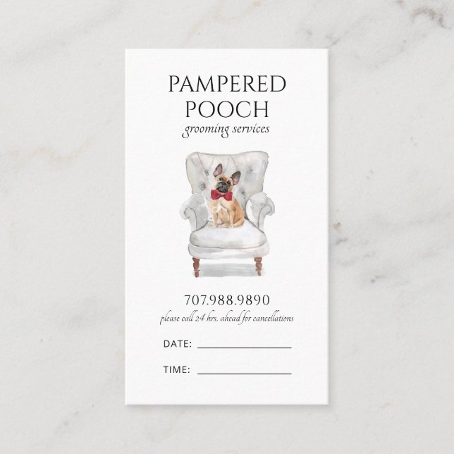 Tarjeta De Citas Cuidador de mascotas Spa para perros  (Anverso)