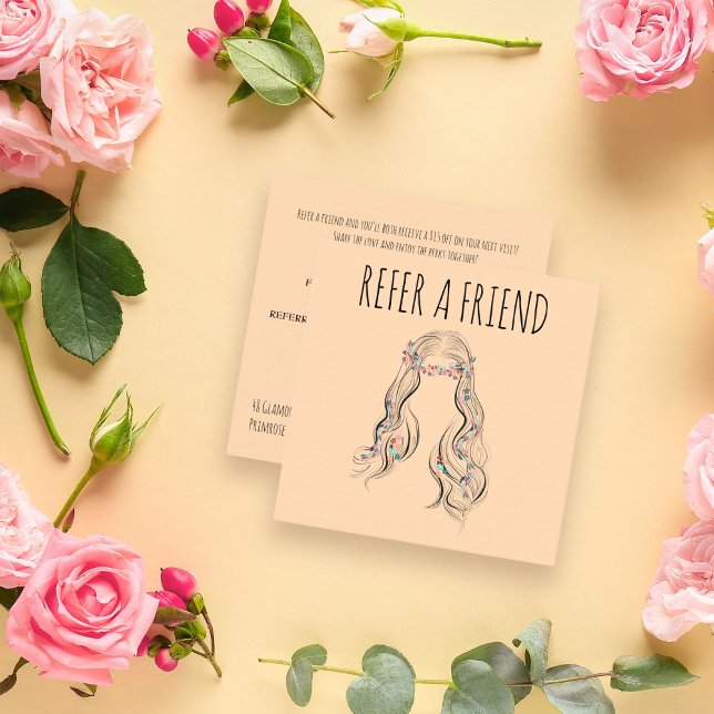 Tarjeta De Citas Cute Boho Hairstyle Boda Hair Stylist Floral (Subido por el creador)