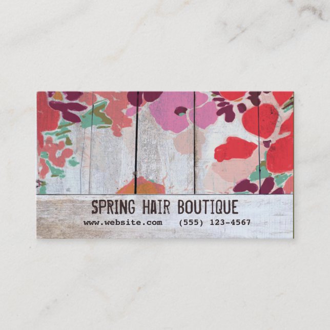 Tarjeta De Citas Cute Country Floral Hair Salon Nombrado Card (Anverso)