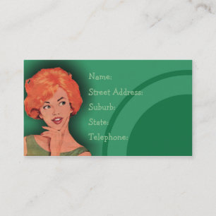 Tarjeta De Citas Cutesía Retro Redhead Hairdressing Card Green