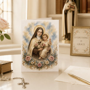Tarjeta de citas de rosas de Santa Teresa de Lisie
