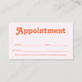 Tarjeta De Citas Decoración Retro Minimalista Rosa Naranja