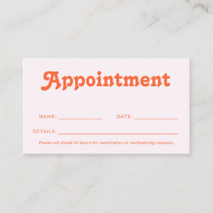 Tarjeta De Citas Decoración Retro Minimalista Rosa Naranja