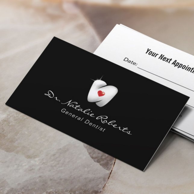 Tarjeta De Citas Dental 3D Diente Cardíaco Profesional Dentista (Subido por el creador)