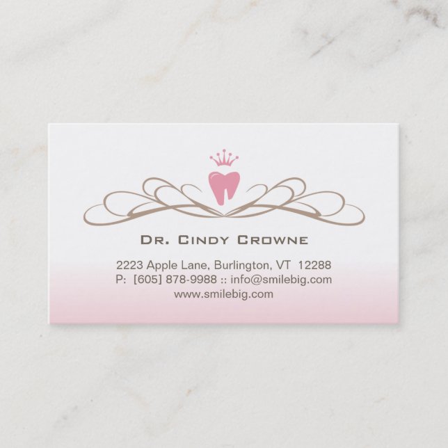 Tarjeta De Citas Dental Business Card Swiroth Tooth Logo Pink Brown (Anverso)