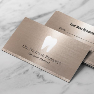 Tarjeta De Citas Dental Care Tooth Logo Moderno Dentista de Oro