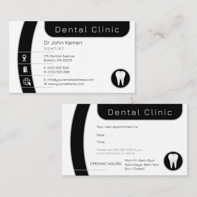 Tarjeta De Citas Dental | Clínica dental profesional (Anverso / Reverso)