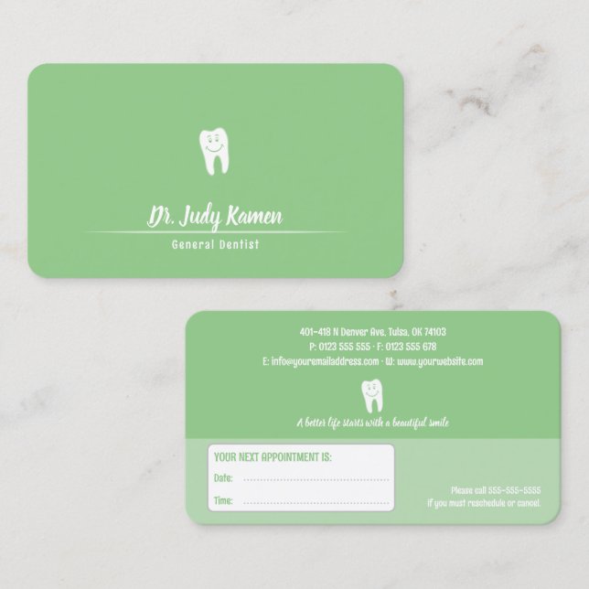 Tarjeta De Citas Dental | Dentista (Anverso / Reverso)