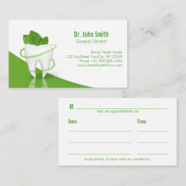 Tarjeta De Citas Dental Medical Mint Leaf Tooth - Nombramiento