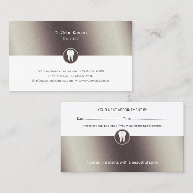 Tarjeta De Citas Dental profesional | Dentista de oro (Anverso / Reverso)