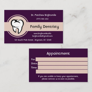 Tarjeta De Citas Dental White Tooth en la franja central amarillo p
