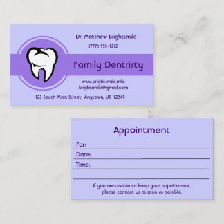 Tarjeta De Citas Dental White Tooth negrita Banda central