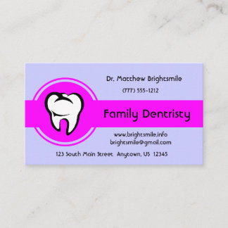 Tarjeta De Citas Dental White Tooth Negrita Banda central magenta