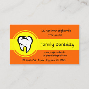 Tarjeta De Citas Dental White Tooth Negrita Yellow Center Stripe