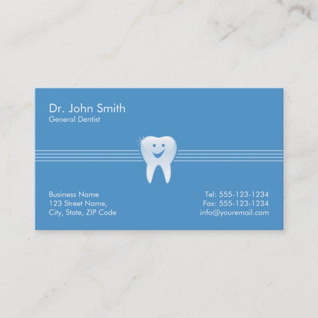 Tarjeta De Citas Dentist Blue Shiny Smioth Dental (Anverso)