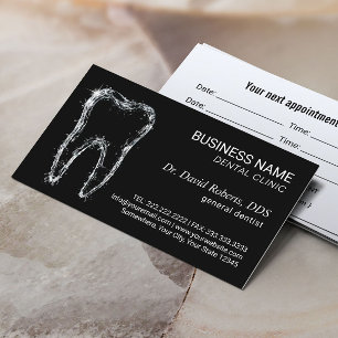 Tarjeta De Citas Dentist Clean Tooth Profesional Black Dental Care