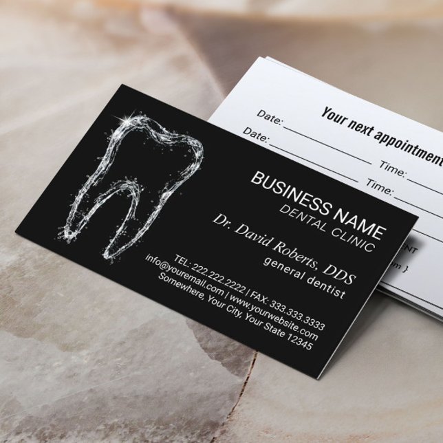 Tarjeta De Citas Dentist Clean Tooth Profesional Black Dental Care (Subido por el creador)