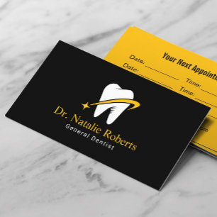 Tarjeta De Citas Dentist Gold Star Tooth Logotipo Profesional Denta