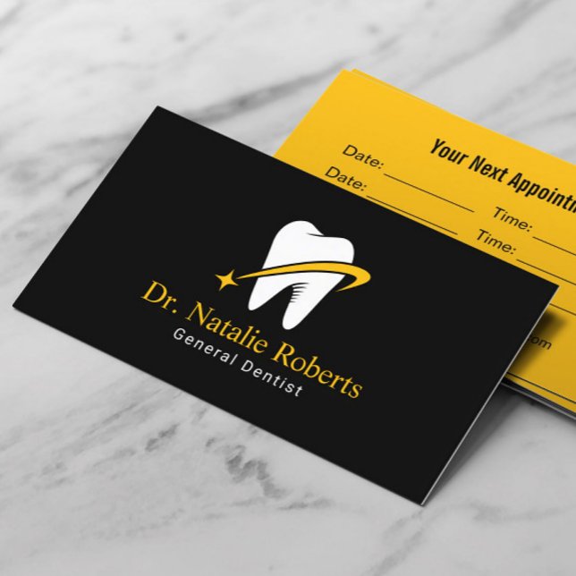 Tarjeta De Citas Dentist Gold Star Tooth Logotipo Profesional Denta (Subido por el creador)